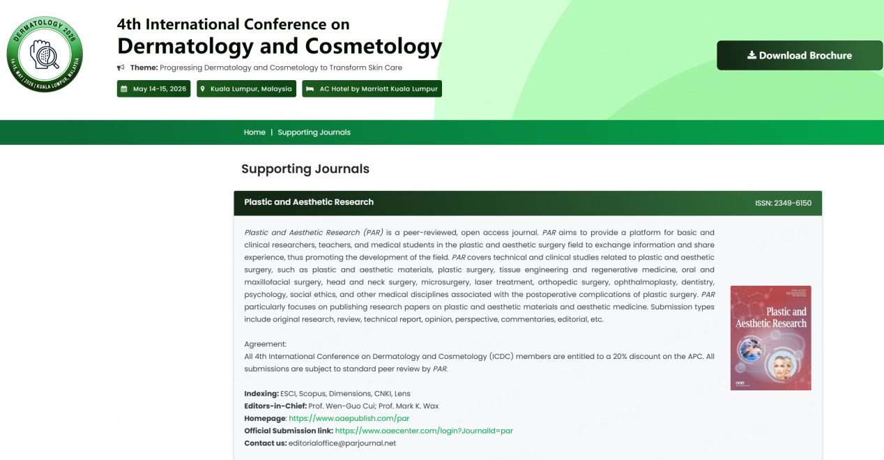 Strategic Partnership between PAR and the 4th International Conference on Dermatology and Cosmetology (ICDC)