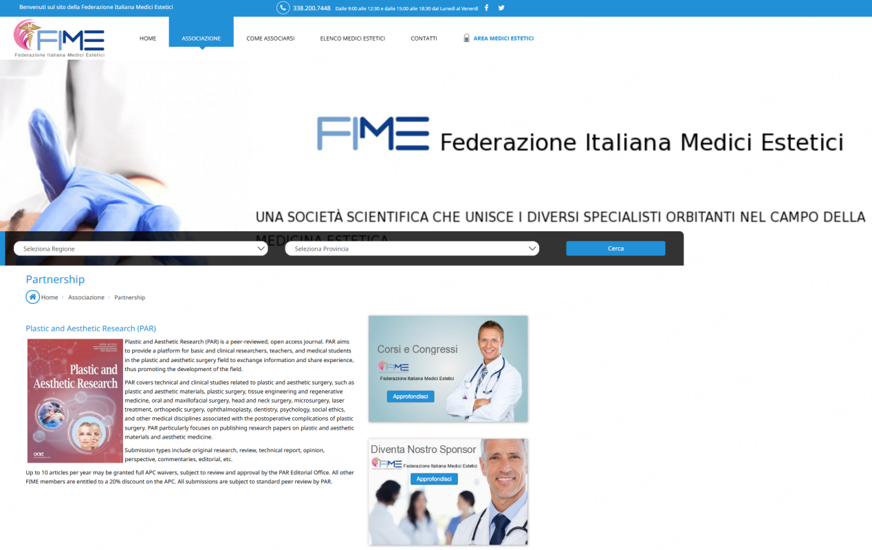 Strategic Partnership between PAR and Italian Federation of Aesthetic Physicians (FIME)